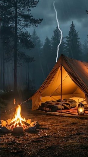 Heavy Rain on a Forest Tent & Campfire (Loop this!)