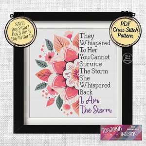 I Am the Storm Cross Stitch Pattern - PEACH BLOSSOM Mandala - Mix and Match - Printable and Pattern Keeper Compatible PDF Files - Etsy