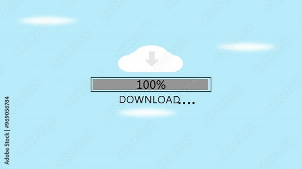 Download processing data concept. loading Downloading data from cloud storage. Person using laptop with downloading bar on virtual screen for download files. on tint background Stock Video
