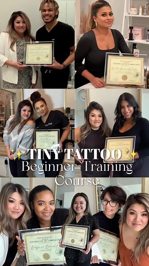✨Behind the scenes of my 2 day beginner Fineline/ Tiny Tattoo Course 💫 Watch my beginner students work during their hands on training and doing their model from beginning to end all on their own with my guidance. 📚WHAT YOU’LL LEARN: - Day 1: we will go over the fundamental theory of tiny tats such as understanding the needle, pressure point, strokes, line work, hand position, skin anatomy, blow out, allergic reaction, health & safety regulations, different types of printer & papers, supplies &