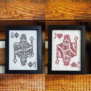 Queen of Spades & Jack of Hearts Blackwork Cross Stitch Patterns (PDF Download)