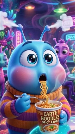 Aliens Love Spicy Noodles #funnycartoons #youtubeshorts #shorts