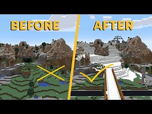 MINECRAFT - Transforming a Hill into a Ski Resort - Ski Slopes & Cable Car