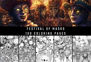 Masquerade Masks Coloring Pages: 100 Elegant Designs (digital Download) - Etsy