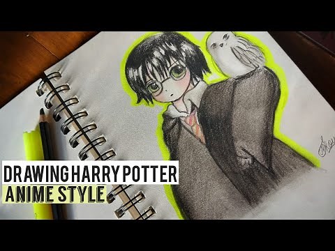 Drawing Harry Potter in Anime style | Colour and charcoal pencils | Artsy Me Art Is Life