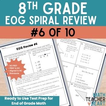 8th Grade Math EOG Spiral Review | Weekly Spiral Practice #6 | NC EOG Test Prep