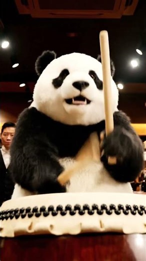 Panda Buys Huge Drum and Bangs It Dramatically | Funny & Musical Animal Moment| Nebula Shots