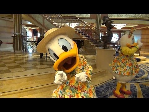 Characters Dance During Meet and Greet on Disney Dream Cruise - Donald, Daisy, Goofy, Pluto, Minnie