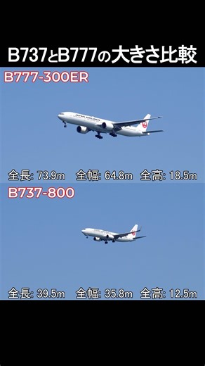 B777とB737を並べて大きさを比較！#boeing777 #boeing737 #飛行機 #飛行機好き