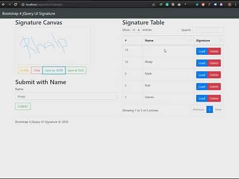 Signature Pad with jQuery UI and Save Signature To MySQL Database Using Ajax and PHP