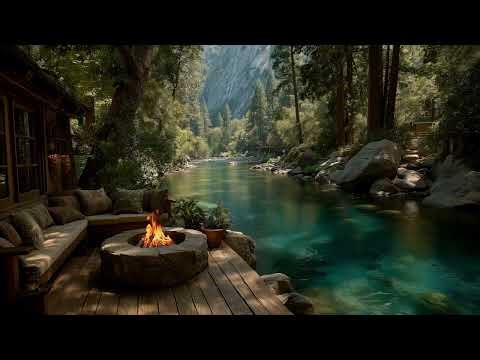 Beautiful Spring Morning by the River 🌿🔥 Cozy Fire Ambience, Relaxing Nature Sounds & Forest Calm
