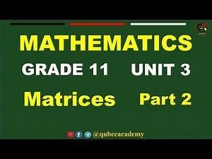 2. Maths Grade 11 Unit 3 Matrices | Part 2 Scalar Multiplication of Matrices | New Curriculum