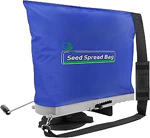 Zipcase 25lb Bag Seed Spreeder with Waterproof Bag, Rare Baffle and Accurate Gears, Handheld Grass Seed Spreaders for Lawns, Blue.
