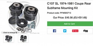 R107 rear subframe mounting kit compatibility