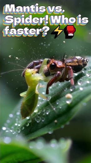 Mantis vs. Spider! Who is faster? | Insect Facts 🦗⚡️🥊 #animalshorts #shorts