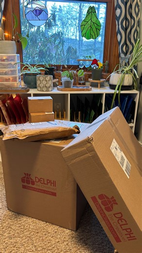 Unbox my ✨mystery✨ 12 piece glass order with me! #archerglass #stainedglass #glasshaul #stainedglassart #stainedglassartist | Archer Glass