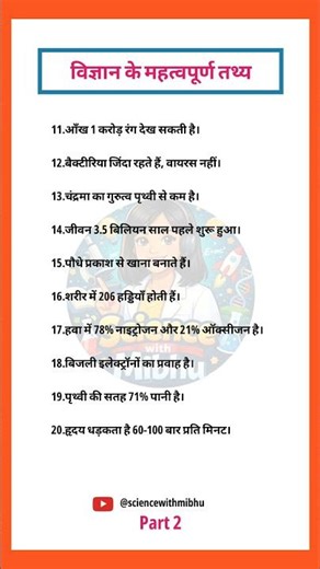 Part - 2 , 30 Amazing Science Facts | Easy & Short Science Facts in Hindi