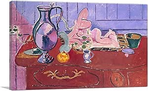 ARTCANVAS Pink Statuette and Jug on a Red Chest of Drawers 1910 Canvas Art Print Stretched Framed Painting Picture Poster Giclee Wall Decor by Henri Matisse - 18" x 12" (0.75" Deep)