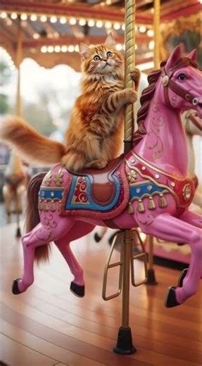 Kitten LiLi's First Carousel Ride #shorts #cats #catshorts #catfunny #catcute