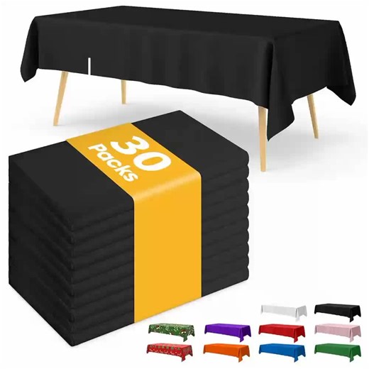 Niuara Black Plastic Table Cloth - 30 Pack 54