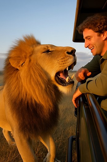 23K views · 531 reactions | The lion calmly approaches the safari vehicle — you won’t believe this AI-realistic moment! All visuals created through advanced AI generation. AI Disclaimer: AI-generated for entertainment. No real animals or humans were used. #AIRealism #AIReelism #AllStarCompilations #FacebookReels #ViralReels #SafariVibes #LionKingEnergy #WildEncounters #AIWildlife #MetaReels | AI Reelism | Facebook