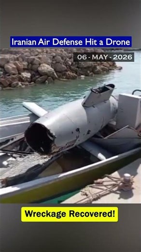 Iranian Air Defense Shoots Down Drone Over Strait of Hormuz – Wreckage Recovered!! #shorts