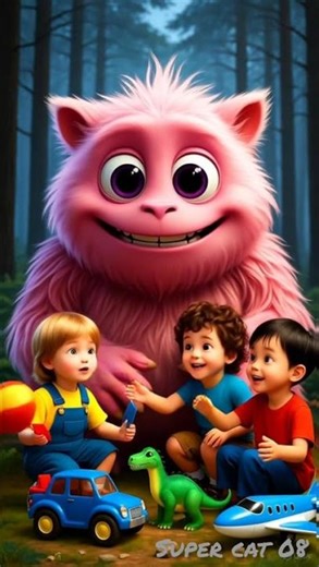 Magical Forest Fun with a Pink Monster and Kids! 🌟