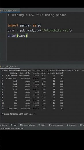 Reading csv files using pandas :) #shorts #pythonprogramming