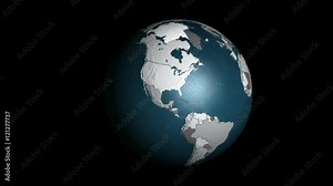 3D geopolitical map of the Earth with all countries and their borders that starts from a flat map and then folds into a spinning globe.