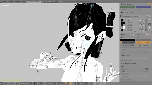 【Blender Freestyle + Grease Pencil】 重制功夫料理娘片段