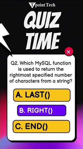 MySQL Practice Questions | MySQL MCQs | Tpoint Tpoint