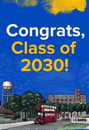 congratulations to the UC Davis Class of 2030!!✨ YOU DID IT!🎉 we couldn’t be more excited to welcome you to the Aggie family. your hard work has paid off and we can’t wait for you to say YES to #UCDavis!💙💛 #New2UCDavis | #UCDavis | #SayYes2UCDavis | #ClassOf2030 video description: a video that begins with a student riding a bike and transitions to a clip of them standing on the UC Davis sign with while holding a sign that reads