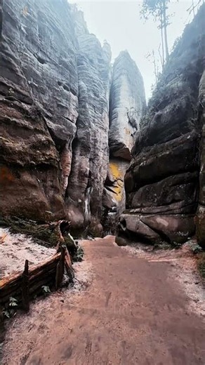 Narrow Path Through Towering Sandstone Pillars at Adrspach Rocks