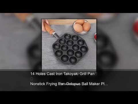 14 Holes Cast Iron Takoyaki Grill Pan Nonstick Frying Pan Octopus Ball Maker Plate Cooking Baki