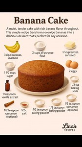 Banana Cake A moist, tender cake with rich banana flavor throughout. This simple recipe transforms overripe bananas into a delicious dessert that’s perfect for any occasion. ## Ingredients **Cake** - 3 ripe bananas, mashed - 2 cups all-purpose flour - 1 1/2 cups sugar - 1/2 cup butter, softened - 2 eggs - 1/2 cup sour cream or yogurt - 1 teaspoon vanilla extract - 1 teaspoon baking soda - 1/2 teaspoon baking powder - 1/2 teaspoon salt - 1/2 teaspoon cinnamon (optional) **Cream Cheese Frosting** 