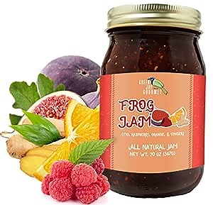 Green Jay Gourmet FROG Jam - All-Natural Raspberry Jam with Figs, Red Raspberries, Orange Juice & Ginger - Vegan, Gluten-free Fruit Jam - Contains No Preservatives - Made in USA - 20 Ounces