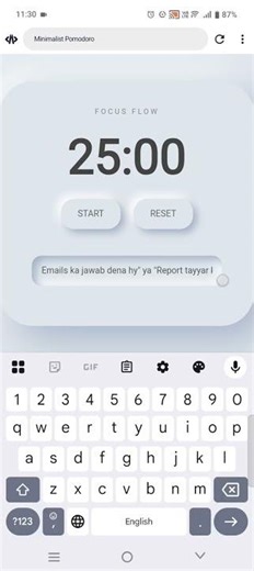 Built a Minimalist Pomodoro Task Manager#WebDevelopment #JavaScript #UIUX #ProductivityTools