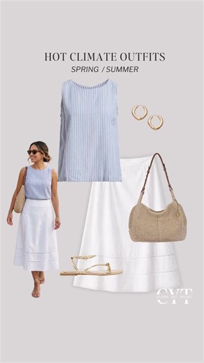 The NEW Hot Climate Spring/Summer 2026 Capsule Wardrobe is here ☀️ Mix & Match Elevated-Casual styles with mostly neutral colors and a few accent colors. All the styles were curated to wear in the hot temps and humidity. Also includes affordable Amazon shopping links 🎉 The Hot Climate capsule is now available in the Classy Yet Trendy Store ✔️ This capsule wardrobe will include: - Navy Base Color (you can easily substitute black) - Mostly neutral timeless colors with a few accent colors - Breath