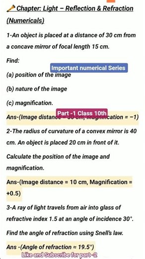 Important numerical Class 10th Science/Board Exam 2026//Up Board/CBSE Board