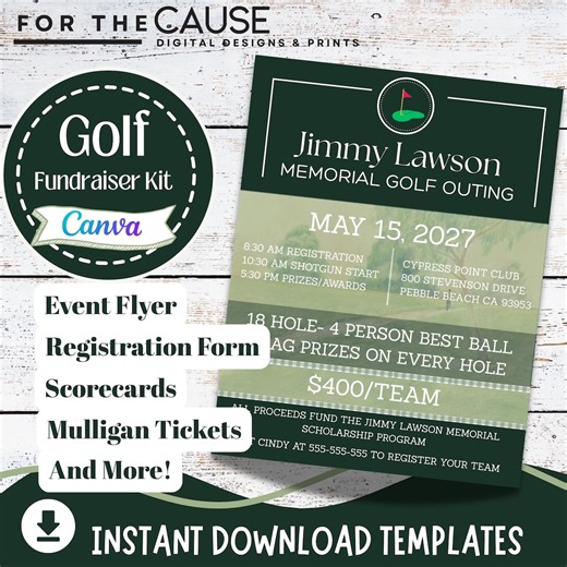 Golf Tournament Medical Fundraiser Template Bundle | Charity Golf Outing Kit | Sponsorship Forms, Flyer, Scorecards, Mulligan Tickets - Etsy