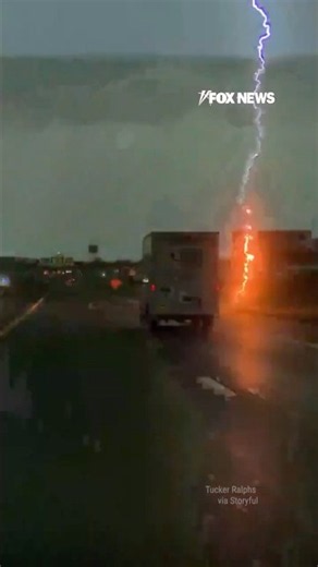 Lightning bolt narrowly MISSES truck speeding down Utah highway #shorts