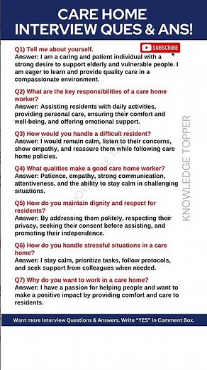 Care Home Interview Questions and Answers
