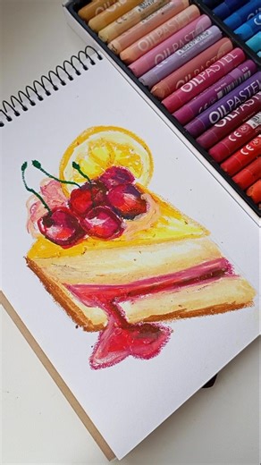 how to draw a dessert with oil pastel tutorial #art