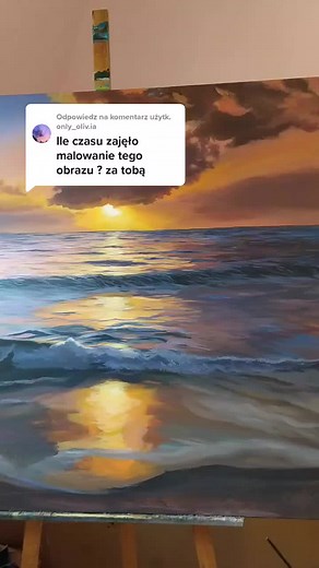 Serene Seascape Painting Process with Vibrant Sunset