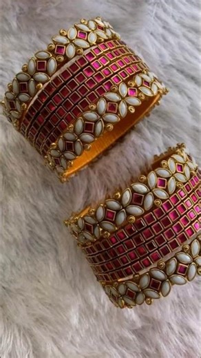 Dm 8106650420✨ White Petals, Light Green Pink Kundan & Thread Bangles | Festive & Bridal Special ✨