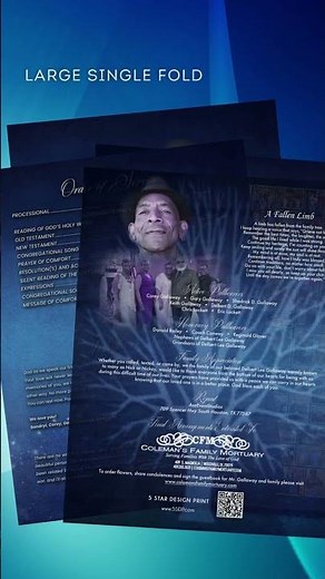 Delbert Gallaway Funeral Program Design - Large Single Fold