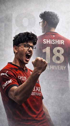 SHISHIR MISHRA on Instagram: "Only for Kohli paglu’s🫵🏻❤️ Follow @imshishirr fore more Prompt ⬇️ “A high-quality sports poster featuring a young South Asian man with messy dark hair and glasses. He is wearing a red Royal challengers Benguluru cricket jersey with ‘Qatar airways ‘ and ‘delhivery’ logos. The image uses a double exposure effect: in the foreground, he is shouting in a triumphant celebration with a clenched fist; in the background, a larger, faded silhouette of him shows his back, di