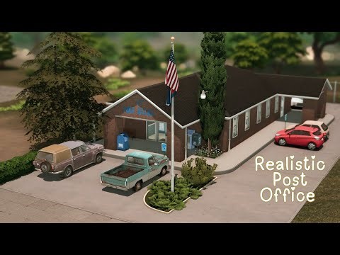 Building a Super Realistic Post Office for my Save File🌲 || Sims 4 CC Speed Build🔨