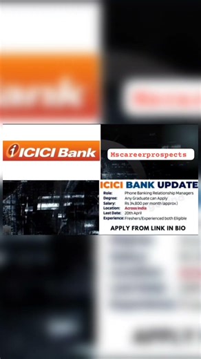 ICICI Bank is Hiring for Phone Banking Relationship Managers | Apply Online