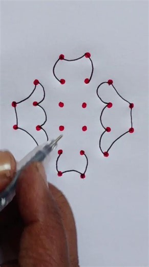 6×2 daily esay dots rangoli design #dialyrangoli #art #kolam #muggulu #simple #shortvideo